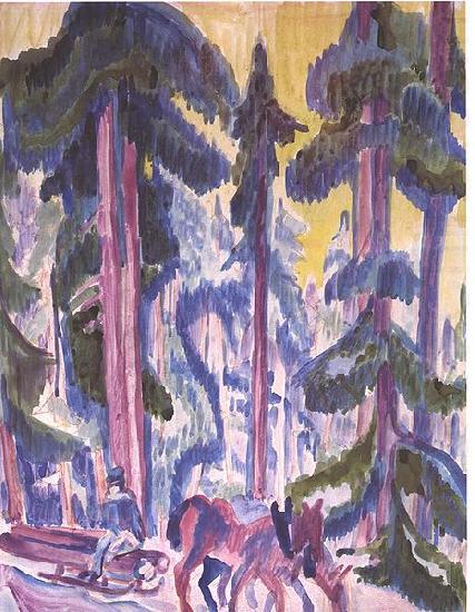 Ernst Ludwig Kirchner Wod-cart in forest china oil painting image